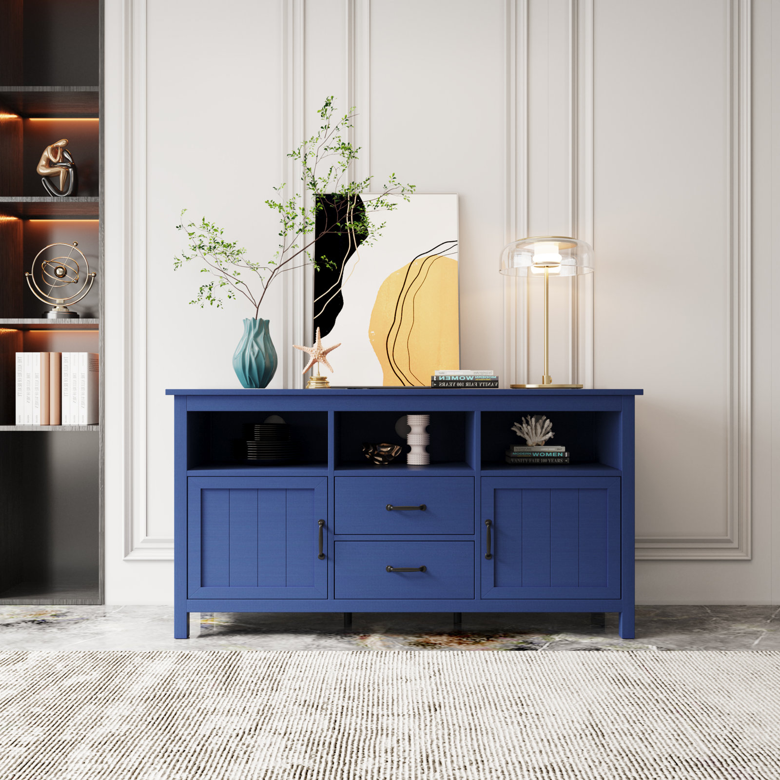 Navy Blue TV Stand Add Calm and Soothe Vibe to Your Room